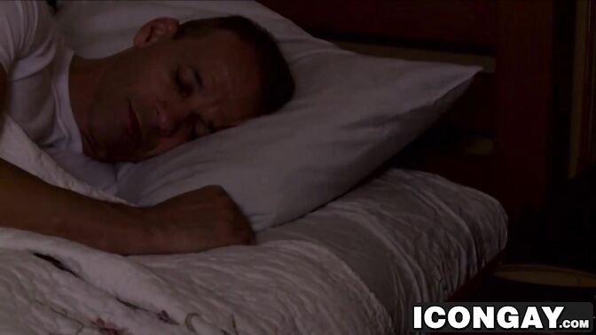 Hairy daddy and two twink in hard action