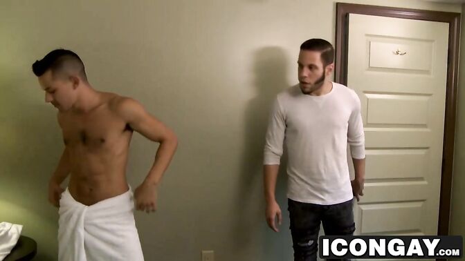 Two horny guys in hot hard action