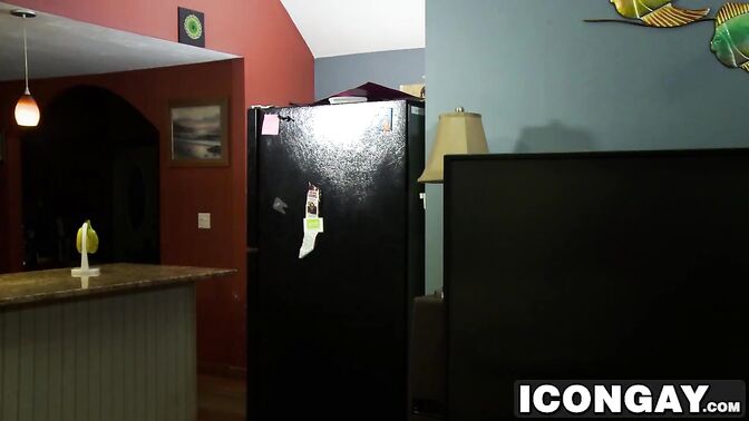 Fit gay couple hammering hard at home