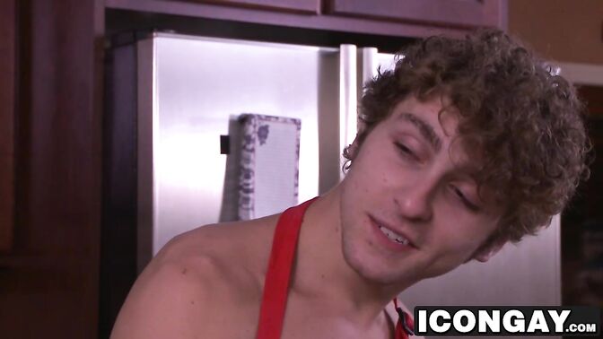 Bald hunk gets hammered by friend