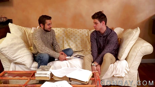 Adorable young gay bangs his lover