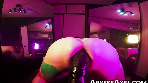 Round ass Axel Abysse bent over for a sweaty anal banging session with a fucking machine