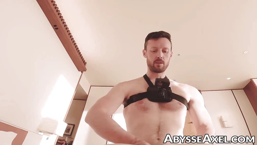 Hot Dylan Daniels strapped his waist with a gigantic silicone dick and anal fucked sexy Axel Abysse