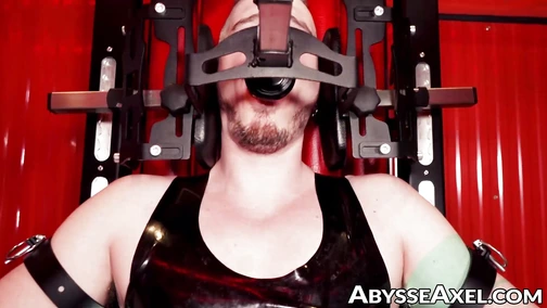 Sexy Axel Abysse strapped on a chair and enjoyed  every stroke of the dildo into his cursed asshole