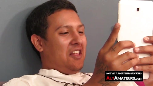Latino thug wanking his massive rod