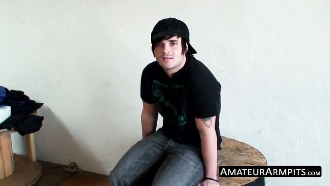 Hairy surfer dude spanks his monkey solo