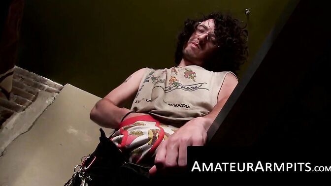 He enjoys jerking off his unshaved dick