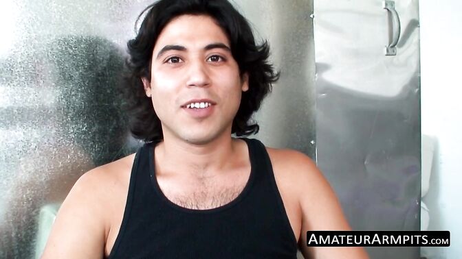 Hairy hunk spanks his rod all alone