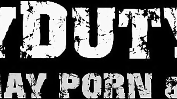 Tattooed army hunk strokes his fat dick