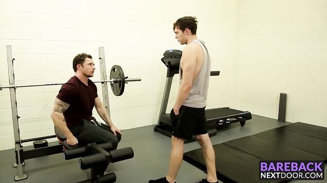 Hunk get naughty in the gym with railing