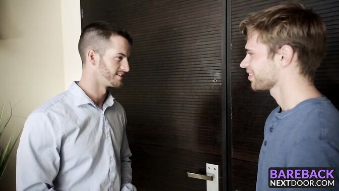 Tattooed hunk gets hammered at home