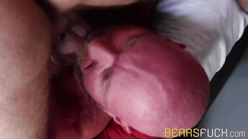 Tattooed bear barebacks after rimjob