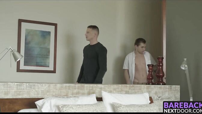 Handsome neighbors bareback fucking