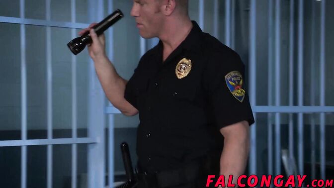 Muscular prison guards fucking on break