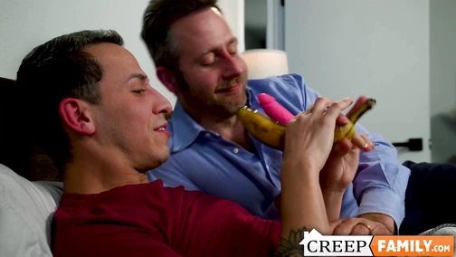 DILF Joel Someone teaches his stepson Des Irez how to blow and fuck