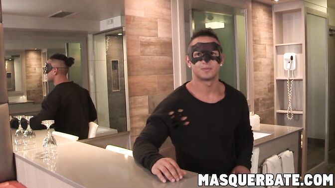 Beefy guy tugs his rock solid cock