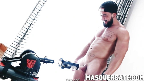 Fake asshole masturbation with hot hunk