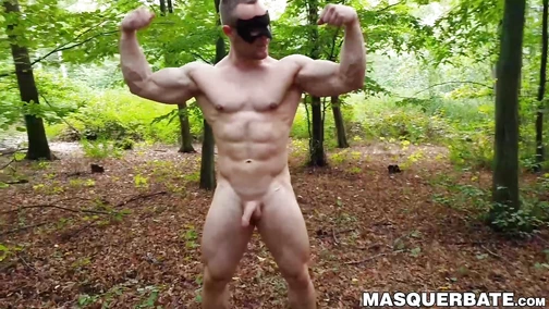 Outdoor masturbation with hunky dude