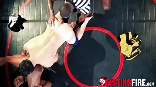 Beefy wrestling stud Beau Butler takes his match massive cock in his asshole