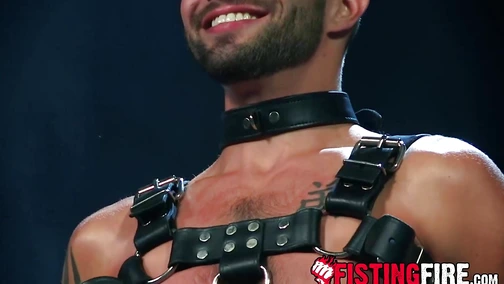 Ripped slave Casey Everett loves to be whipped with a flogger by his master
