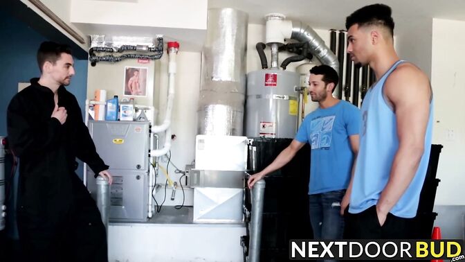 Three guys shoot their loads on Silas