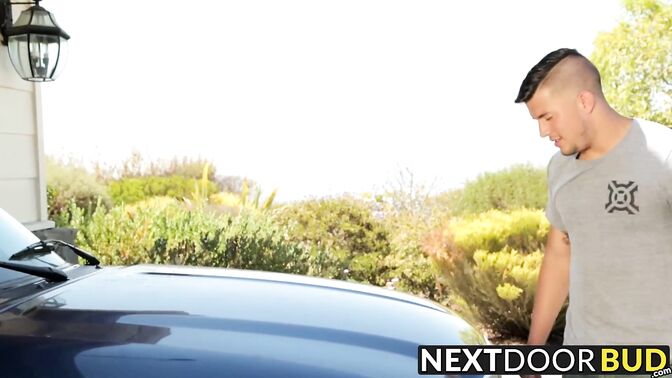 Foursome big dick hunk sex in the garage