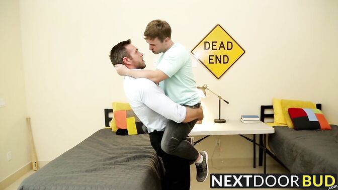 Hunk smashing hard at college dude