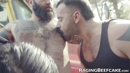 Hunk daddies punished Teddy Torres with their big cocks in his ass hole