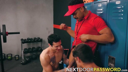 Jayden Marcos and Elliot Finn are fucking when their coach joined them for a threesome