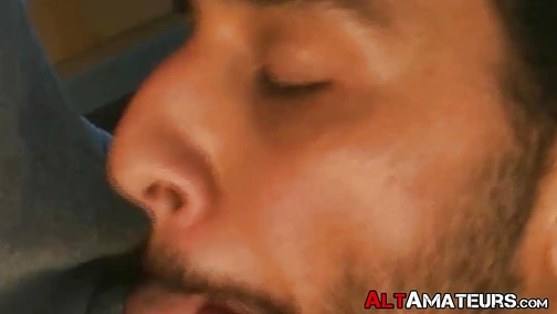Solo stroking for alt man loving it all