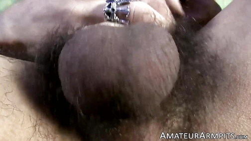 Rave Hardick strokes his hairy cock to unleash his sticky arousal