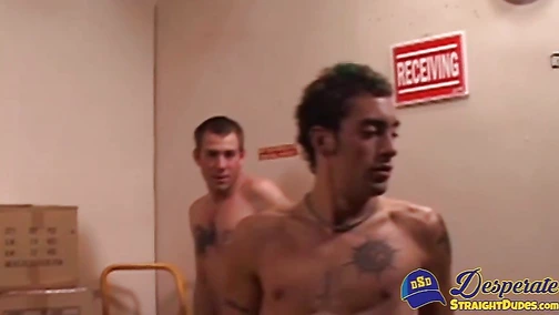 Three horny hunks together with Cory Woodall flip fucking foursome at work