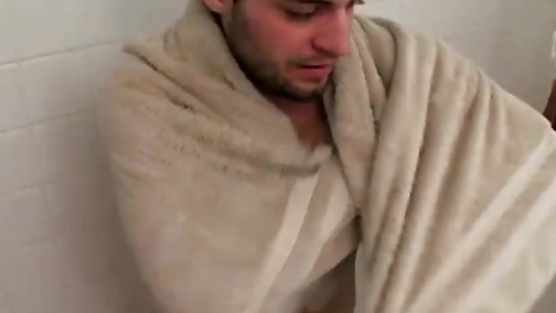 Lusty butt buddy wanks uncut cock solo