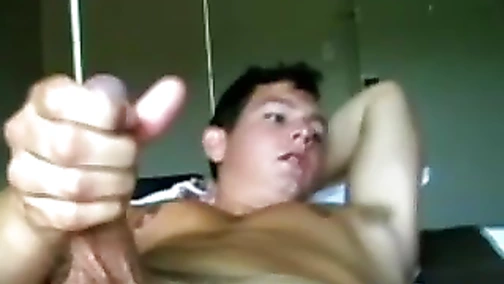 Tanned Cody jacked his thick cock🌭 until he shot some cum