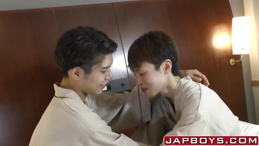 Cute Japanese twinks suck and fuck