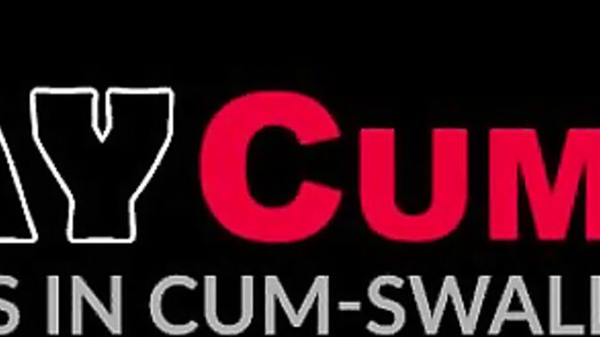 Cute jock swallows dick before cumshot