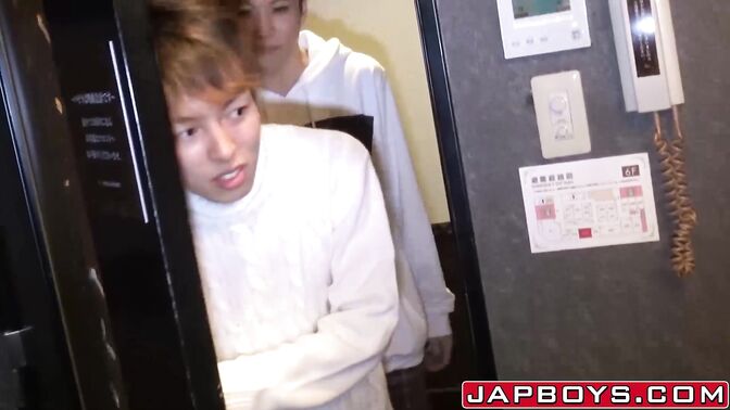 Group of Japanese twink making anal love