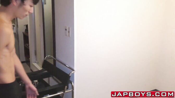 Japanese twink analled after massage