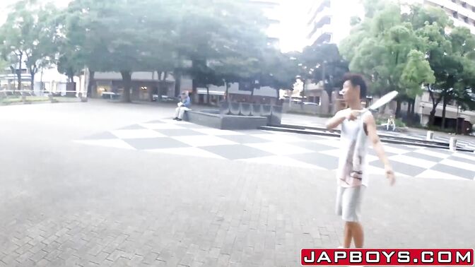 Sporty young Japanese making anal love