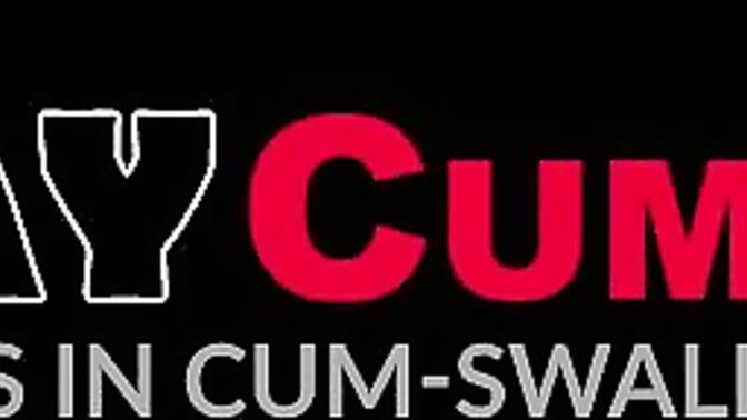 White boyfriends plays a cum swallowing game