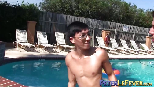 Asian twink deepthroats rock hard cock