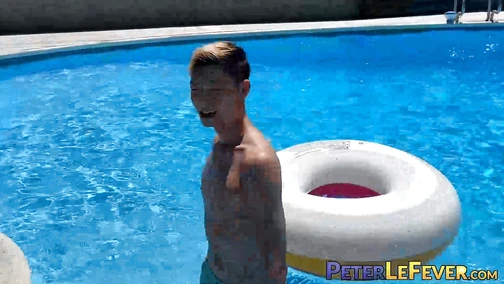 Sweet looking twink Kai Cho tugs his meaty bulge and cums all over himself