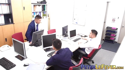 Rio and Hiroya welcomes newbie Bao with a rough threesome fuck