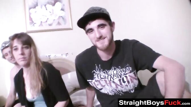 Naughty slut gets freaky with hunks