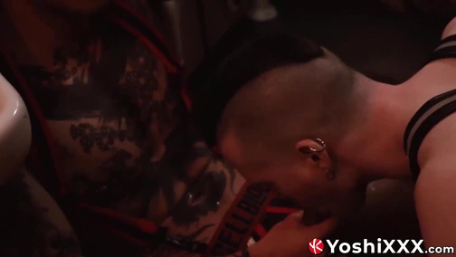 Asian sub fisted hard after drinking piss