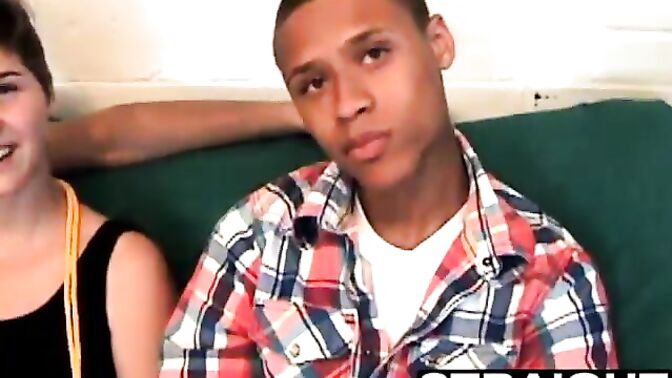 Short haired cutie rammed by two guys