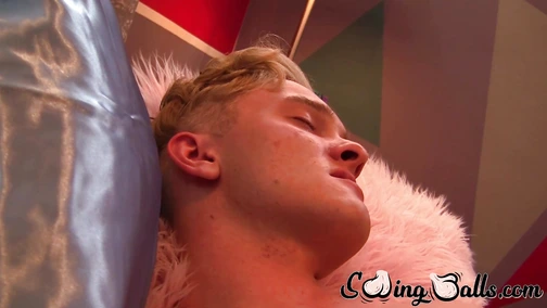 Big balls blonde jock dildo masturbation