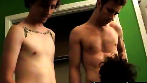 Amateur broad blows two straight guys