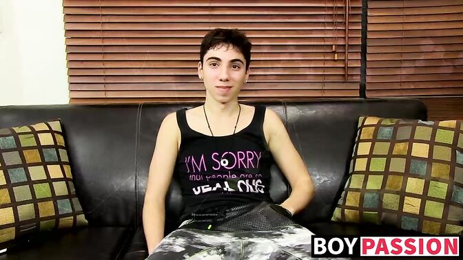 Clayton stroking his hard twinky cock