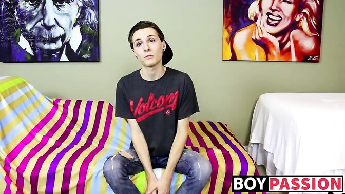 Cute twink Trey interview and jack off